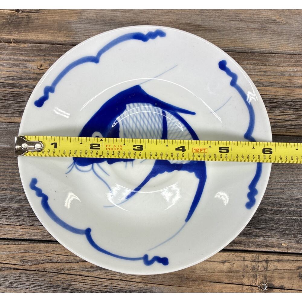 Vintage Chinese Blue & White Porcelain Koi Carp Fish Cup & Saucer Replacement - Picture 5 of 15
